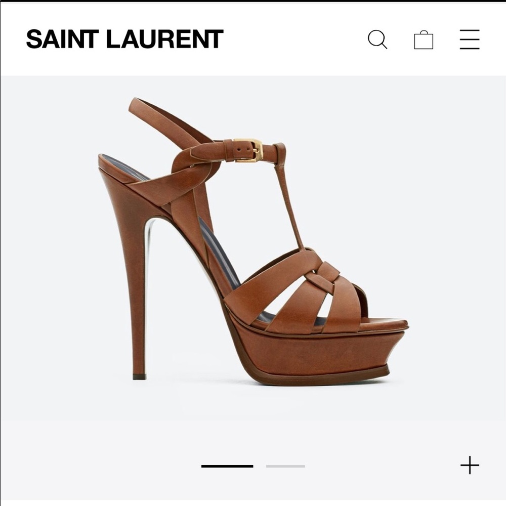 Saint Laurent Tribute Platform Sandals in smooth leather size 38